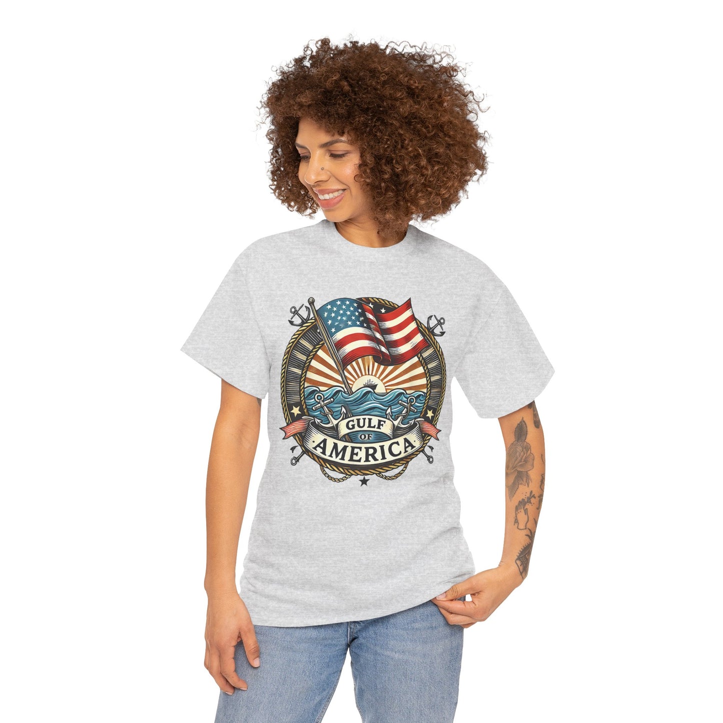 Heavy Cotton Tee "Gulf of America"  Unisex  - Vintage Patriotic Graphic T-Shirt