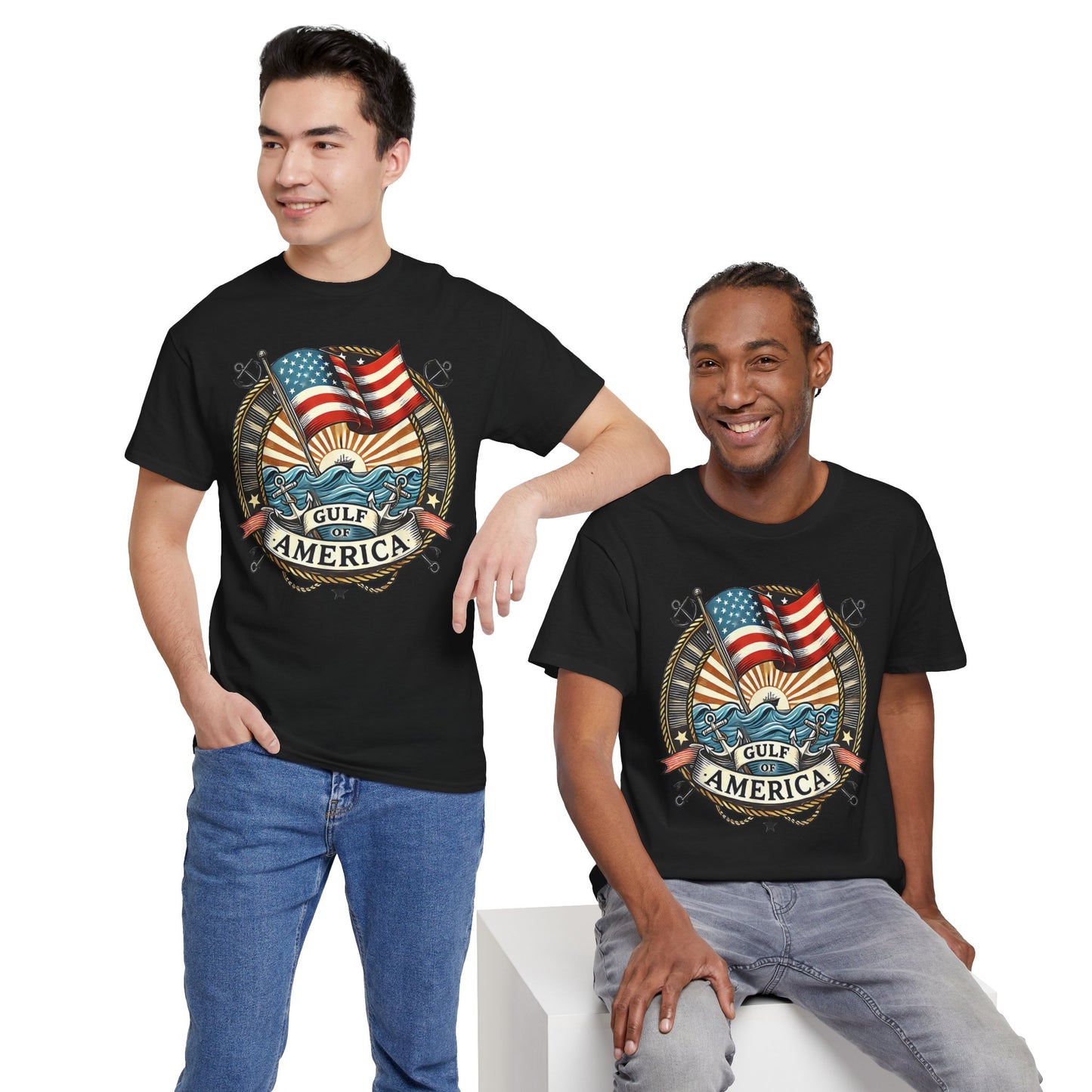 Heavy Cotton Tee "Gulf of America"  Unisex  - Vintage Patriotic Graphic T-Shirt Men's