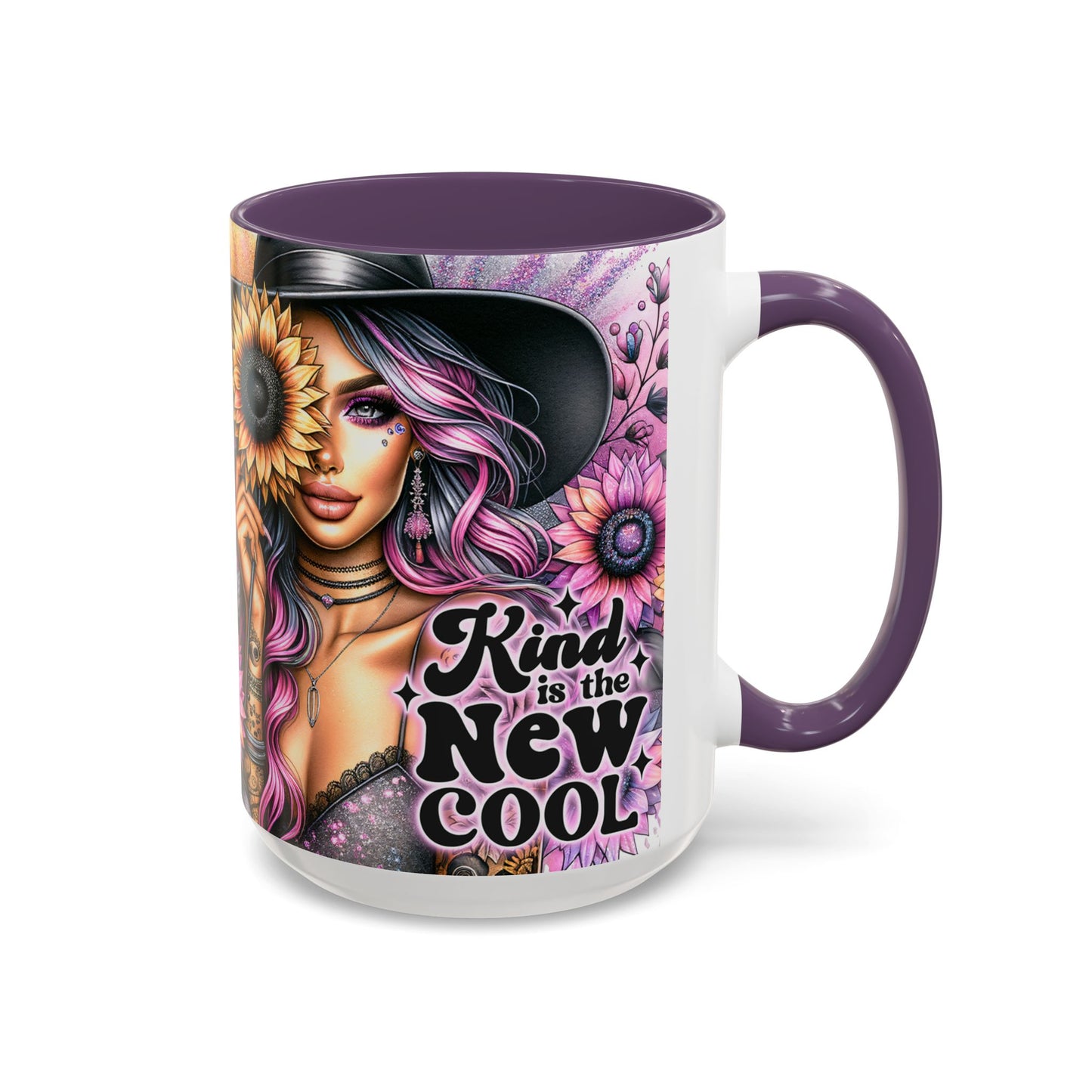 Floral Accent Mug - 15oz Kindness is the New Cool Coffee Cup