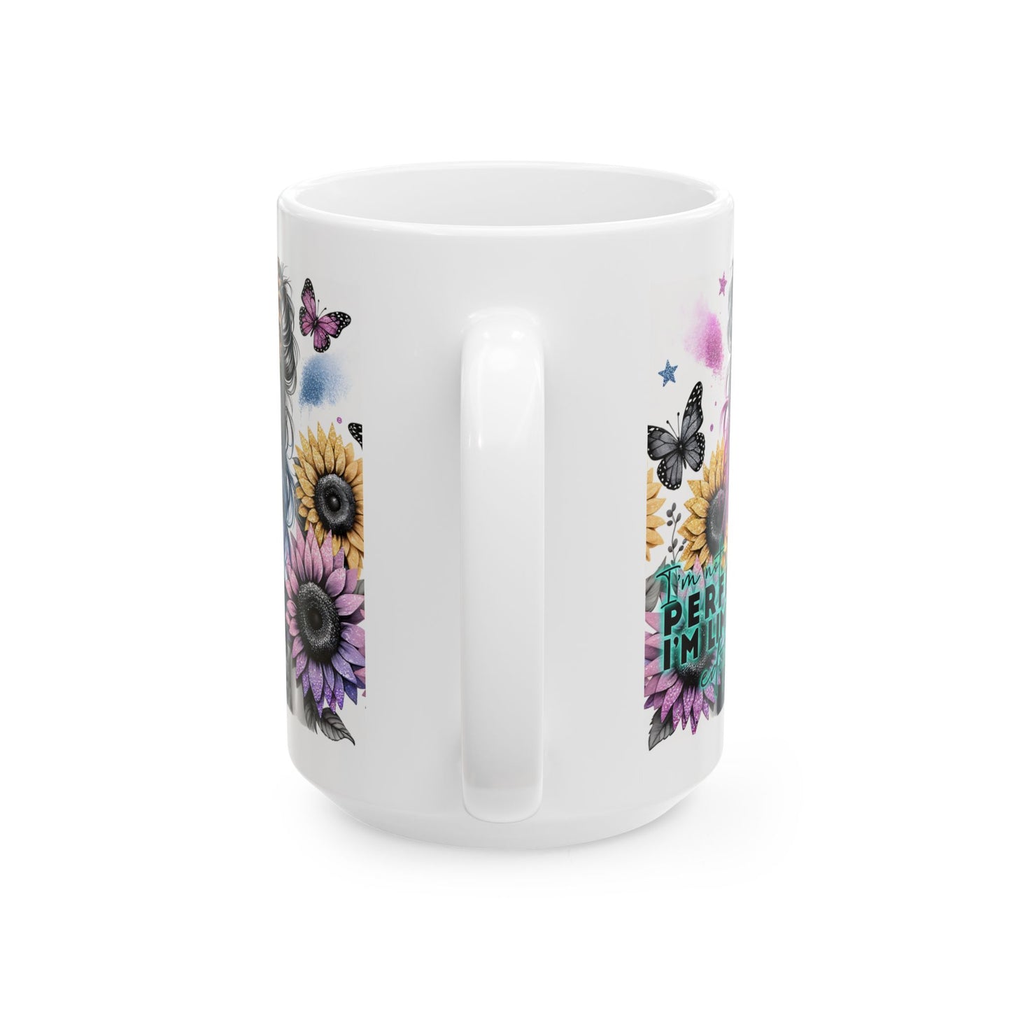 "I'm not perfect, I'm unlimited" Unique Floral Ceramic Mug