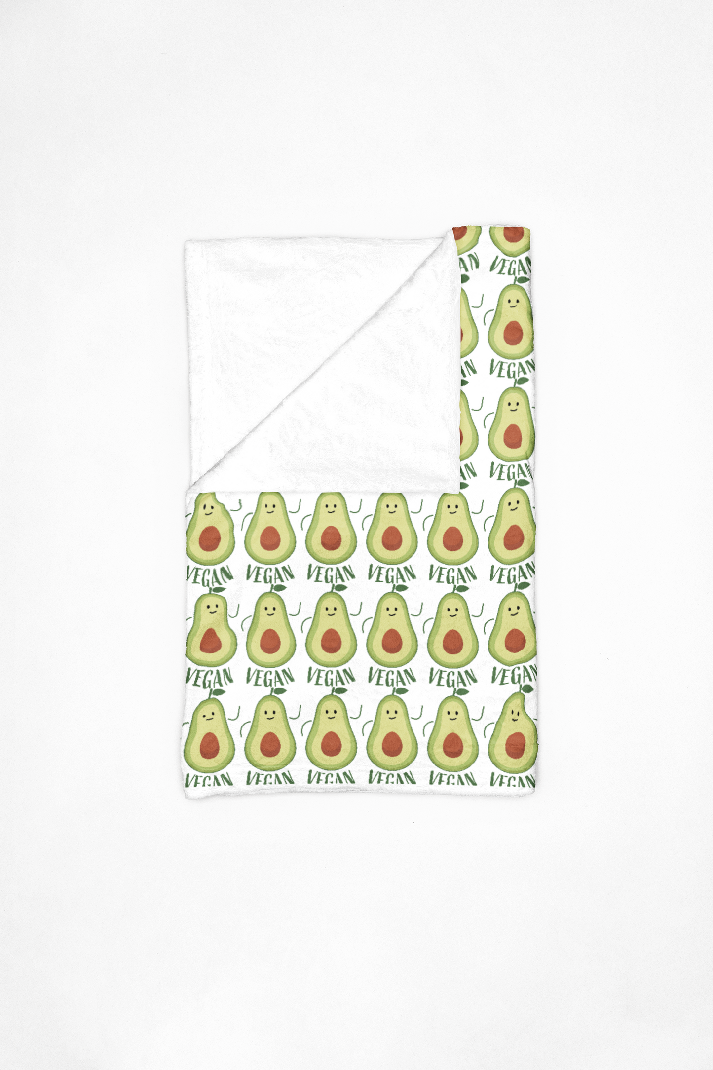 Plush Blanket - Vegan Avocado Pattern, Cute Cozy Colorful Funny Design
