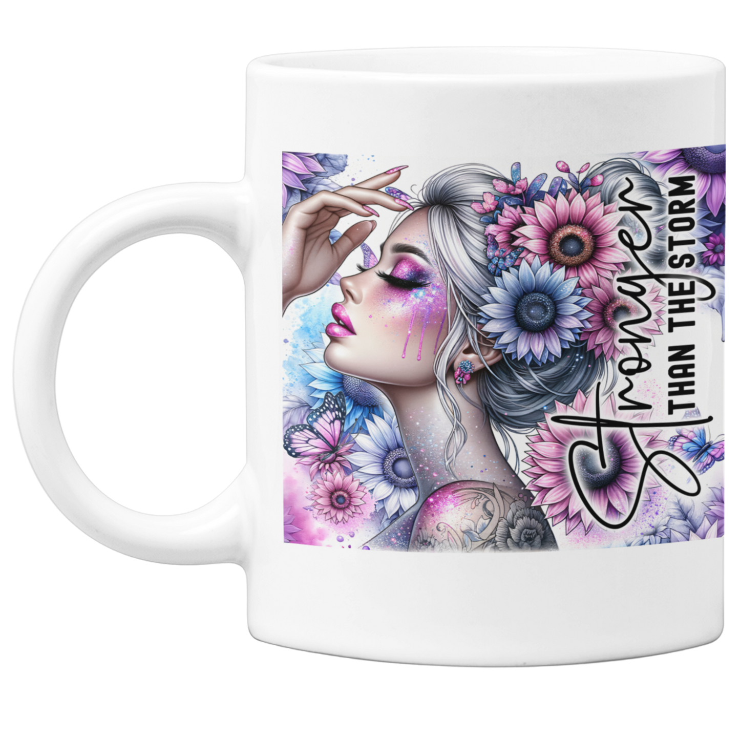 "Stronger Than the Storm" Ceramic Mug – Empowerment in Every Sip Start your day with resilience and grace.
