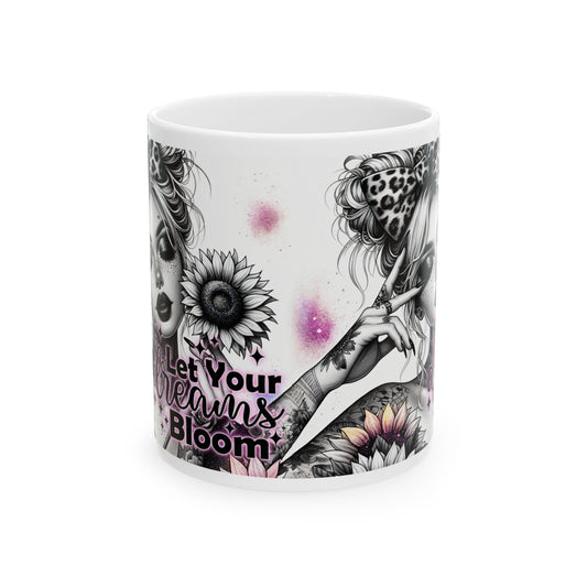 "Let Your Dreams Bloom" Ceramic Mug – Floral Inspiration for Your Daily Brew Start each day with motivation and a touch of nature's beauty.