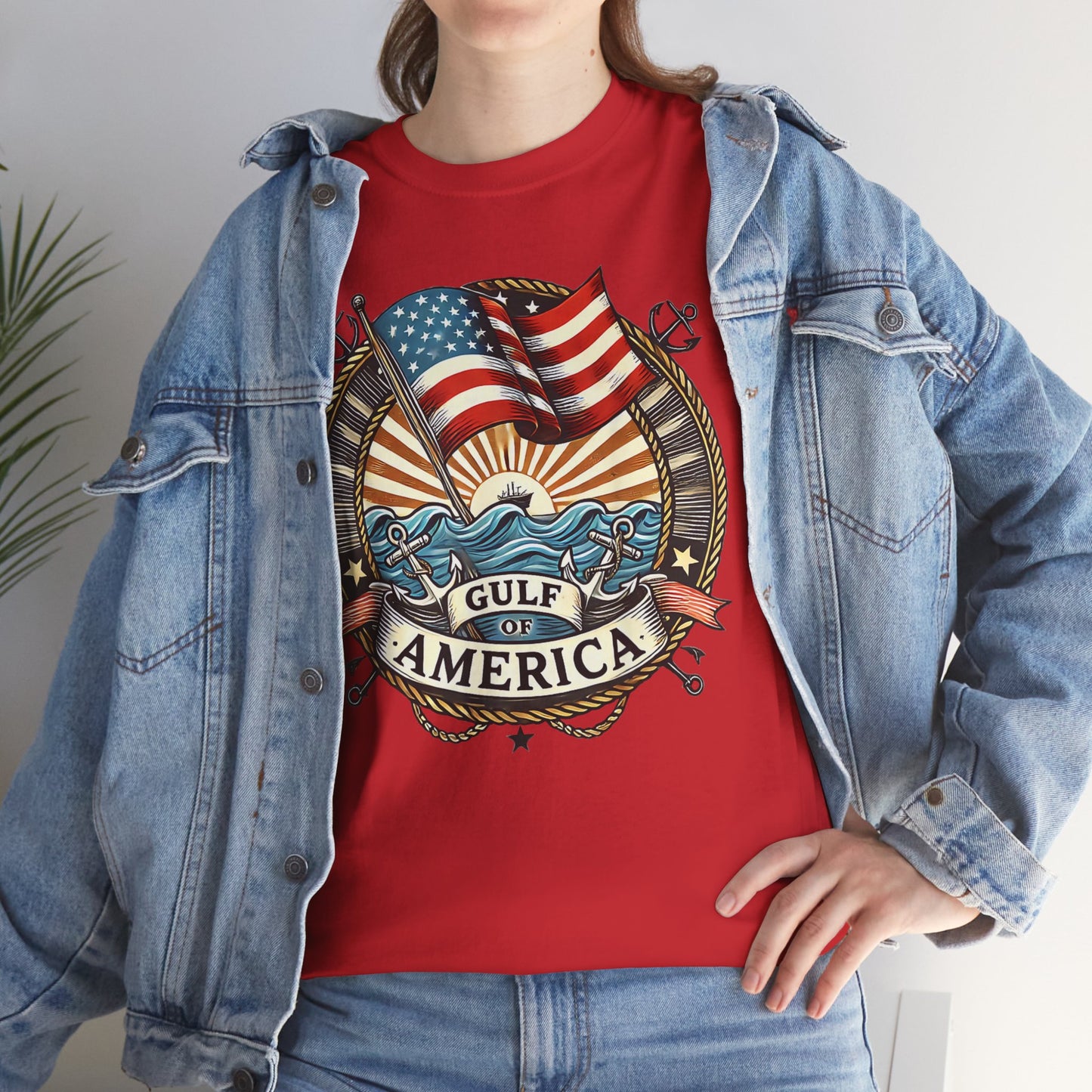 Heavy Cotton Tee "Gulf of America"  Unisex  - Vintage Patriotic Graphic T-Shirt Men's