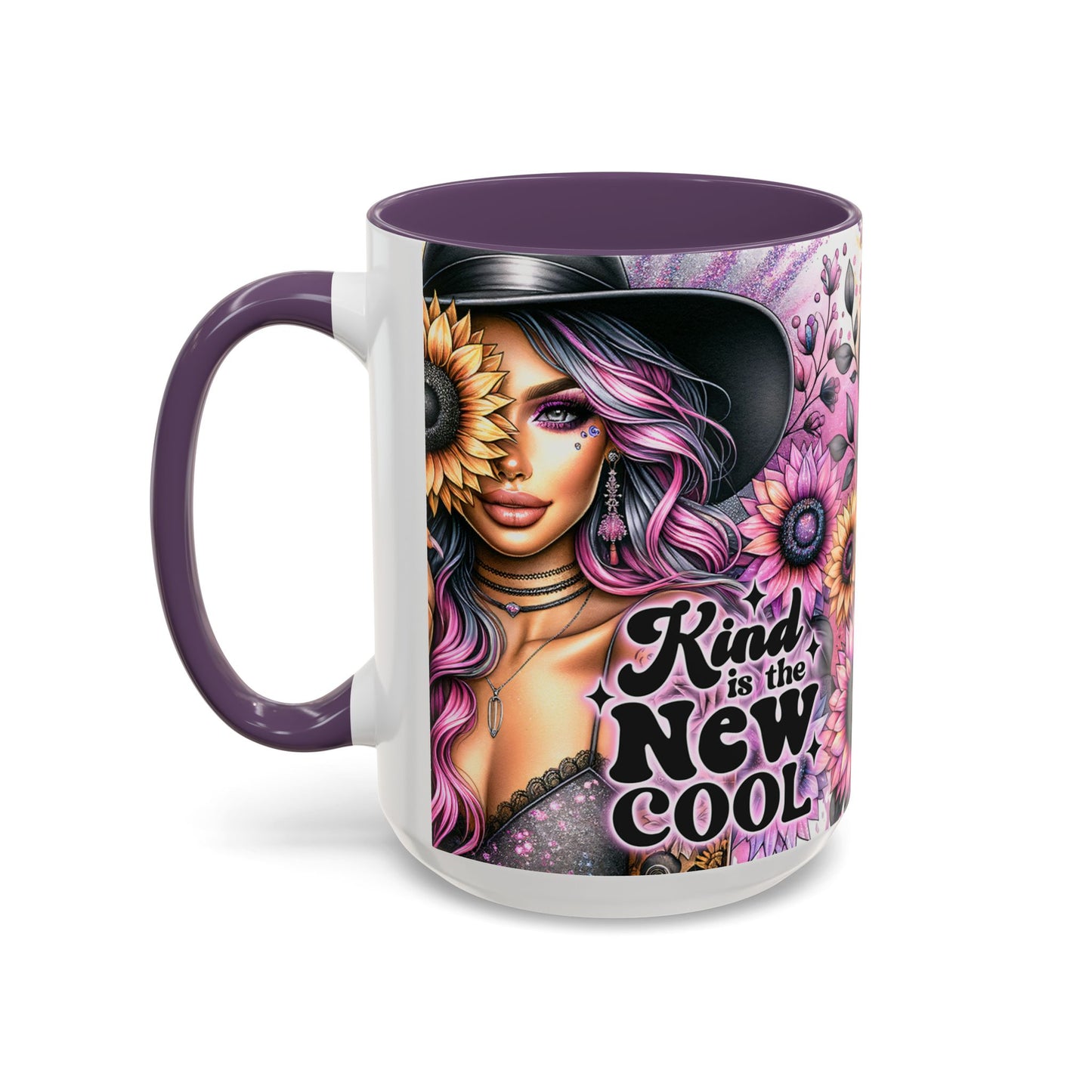 Floral Accent Mug - 15oz Kindness is the New Cool Coffee Cup