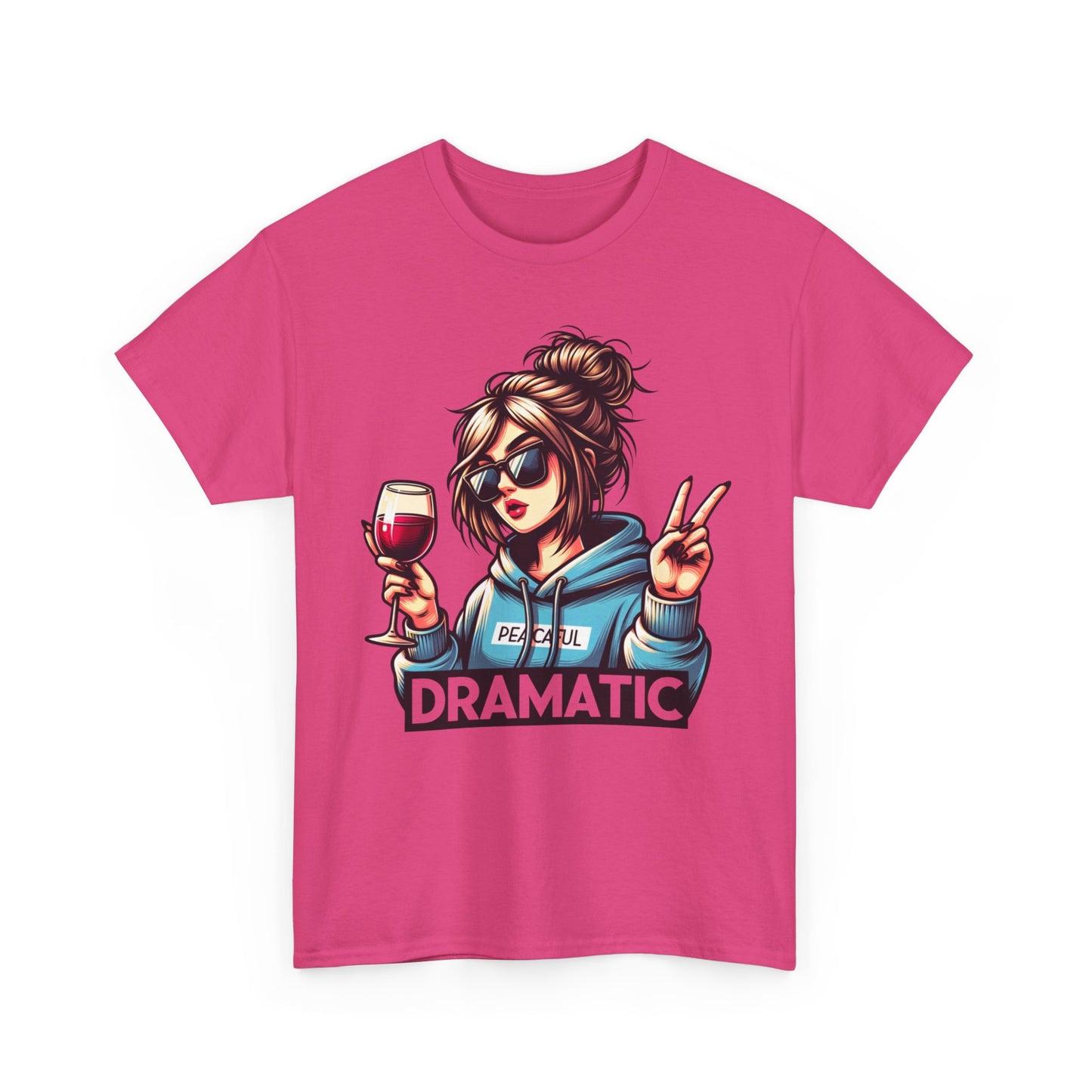 Dramatic Peaceful Wine Lover Tee - Unisex Heavy Cotton T-Shirt