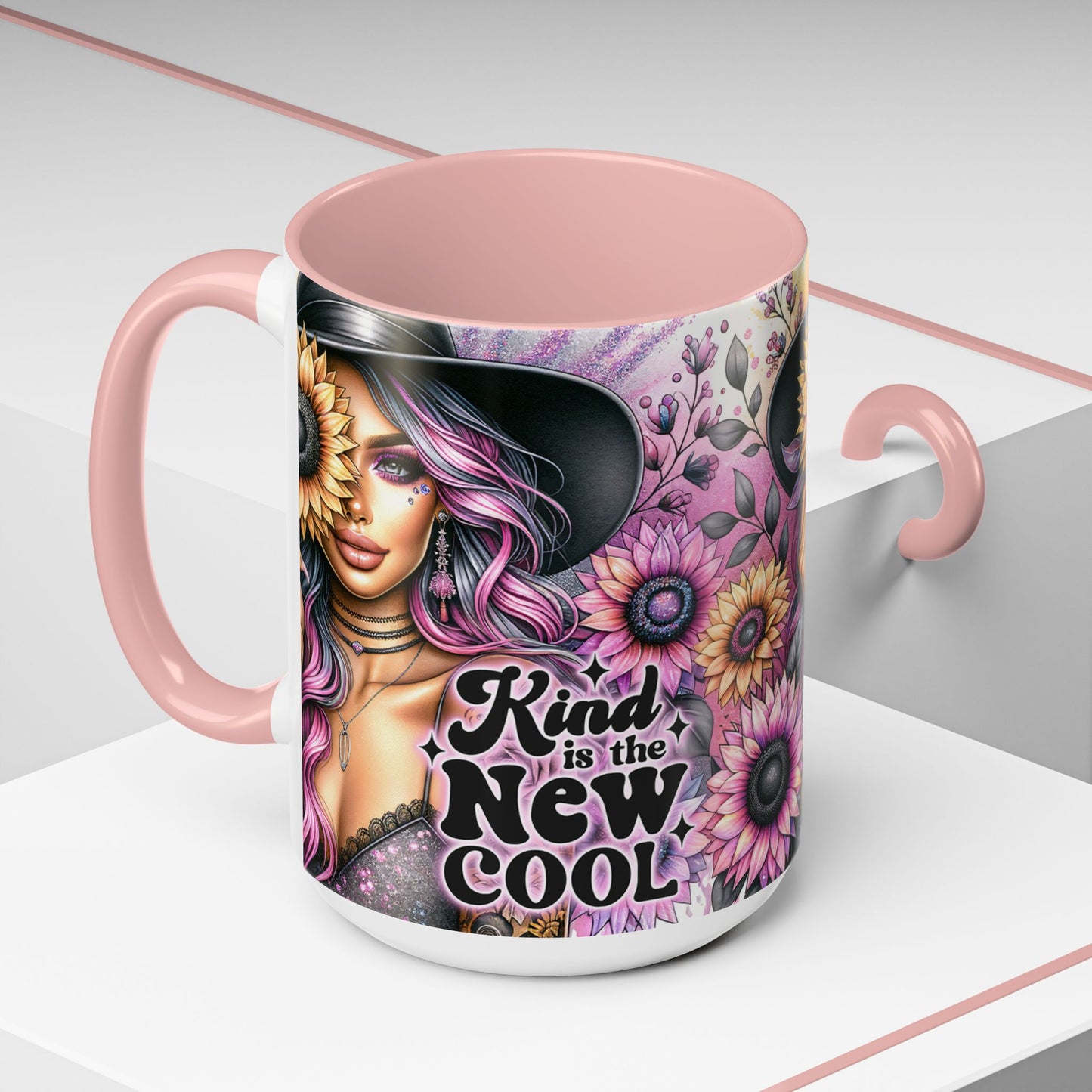 Floral Accent Mug - 15oz Kindness is the New Cool Coffee Cup