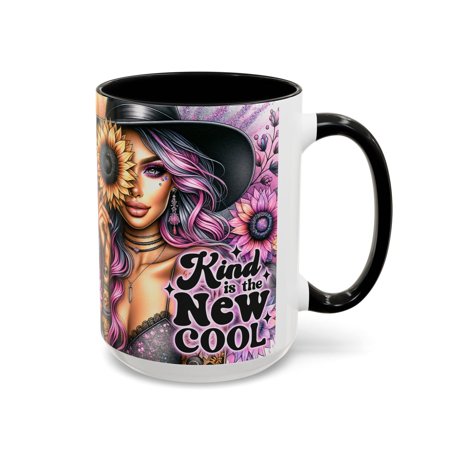 Floral Accent Mug - 15oz Kindness is the New Cool Coffee Cup