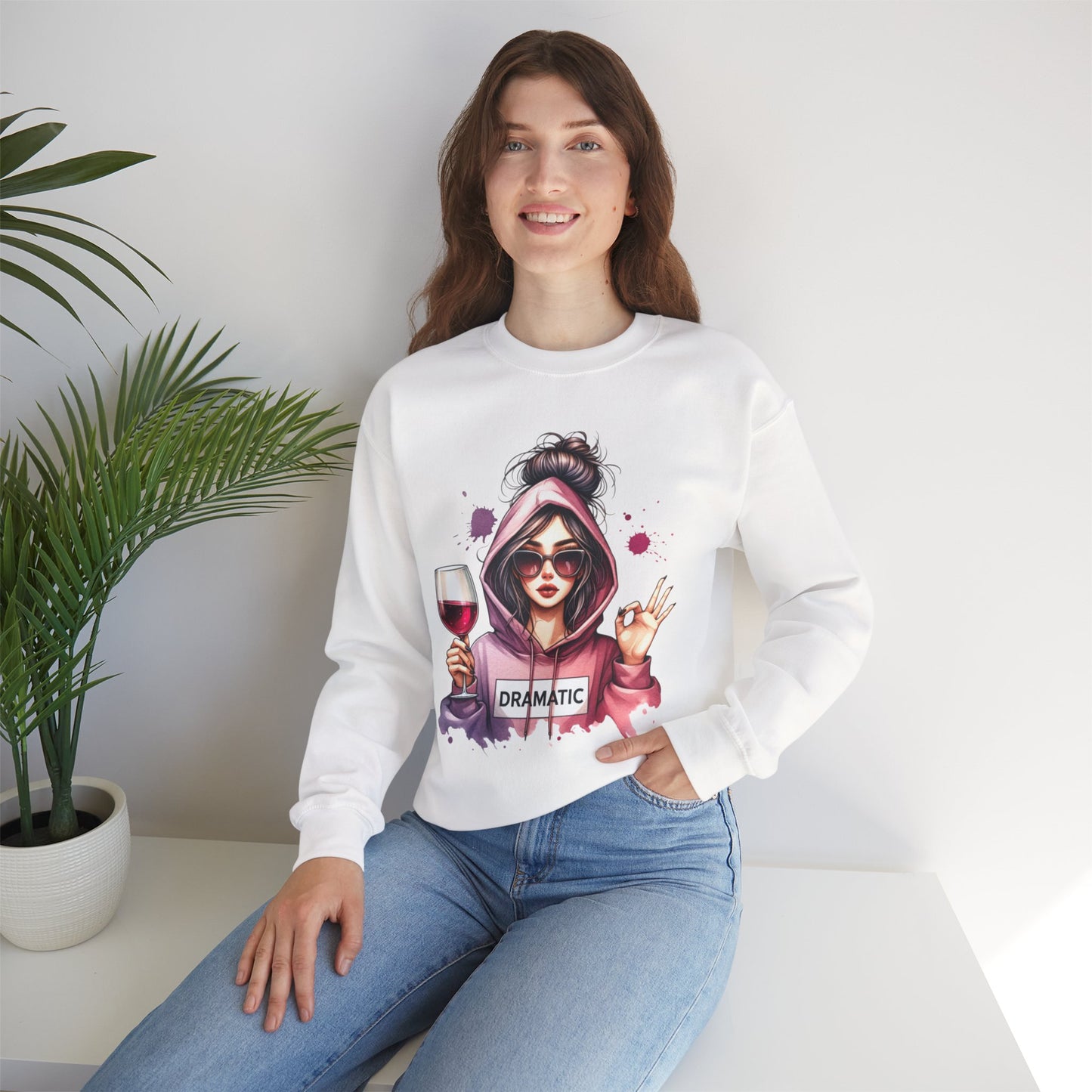 Dramatic Wine Lover Sweatshirt - Unisex Heavy Blend™ Crewneck