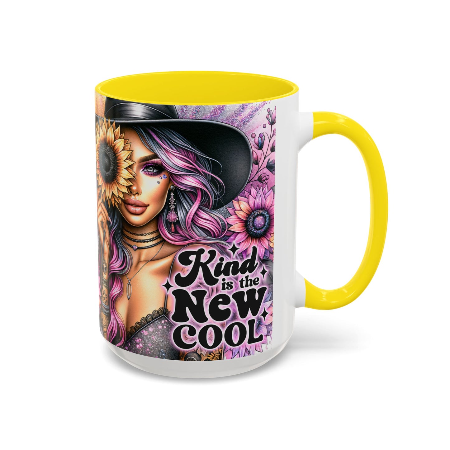 Floral Accent Mug - 15oz Kindness is the New Cool Coffee Cup