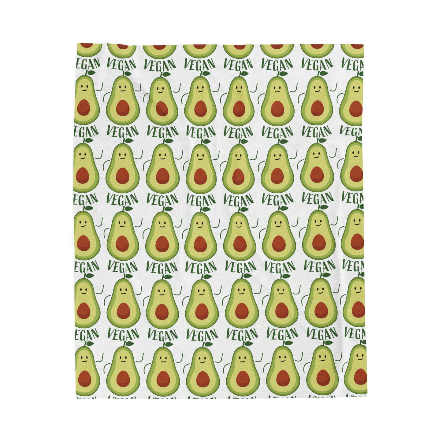 Plush Blanket - Vegan Avocado Pattern, Cute Cozy Colorful Funny Design