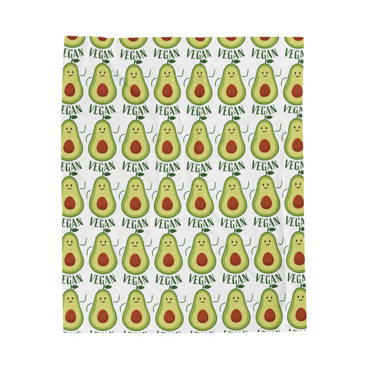 Plush Blanket - Vegan Avocado Pattern, Cute Cozy Colorful Funny Design