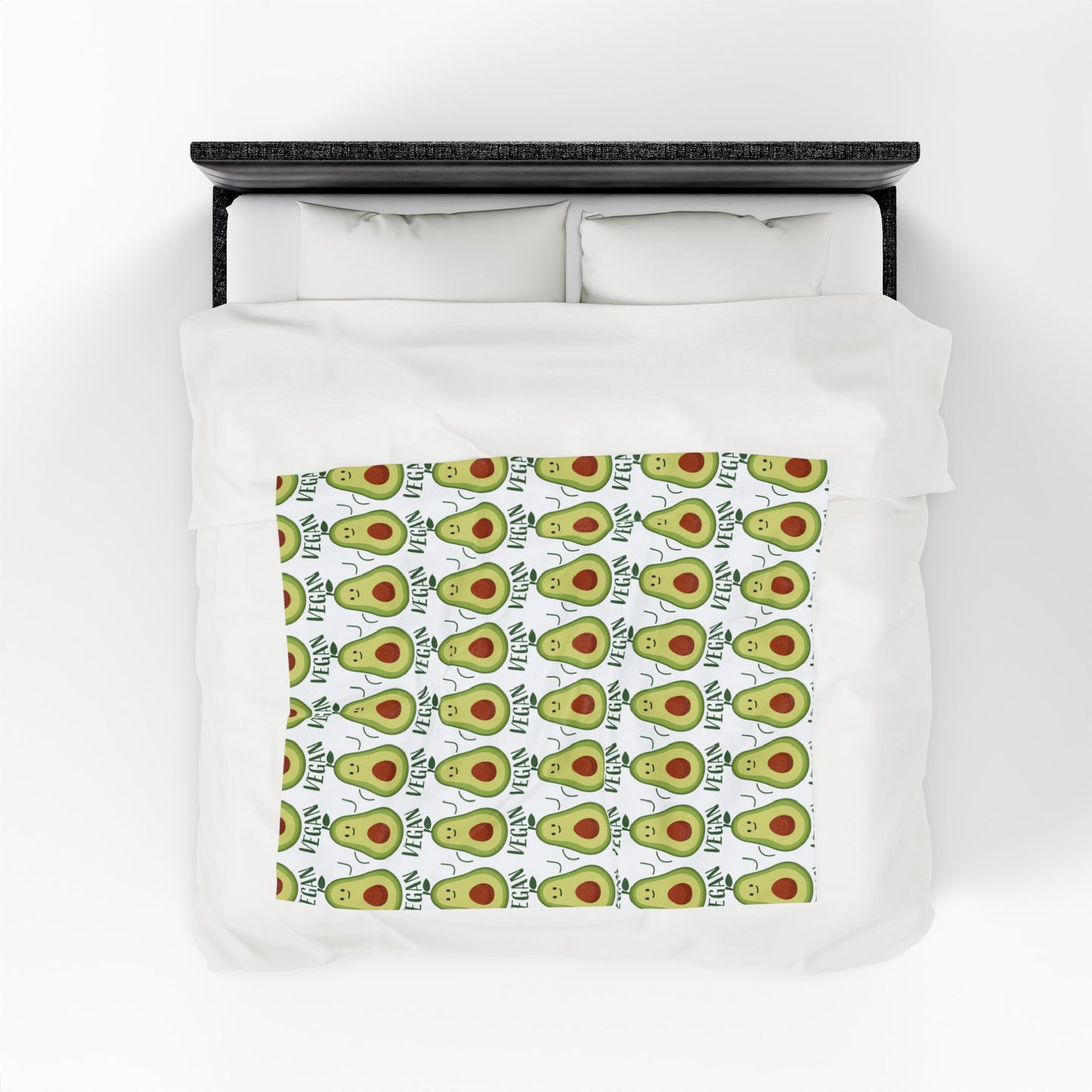 Plush Blanket - Vegan Avocado Pattern, Cute Cozy Colorful Funny Design