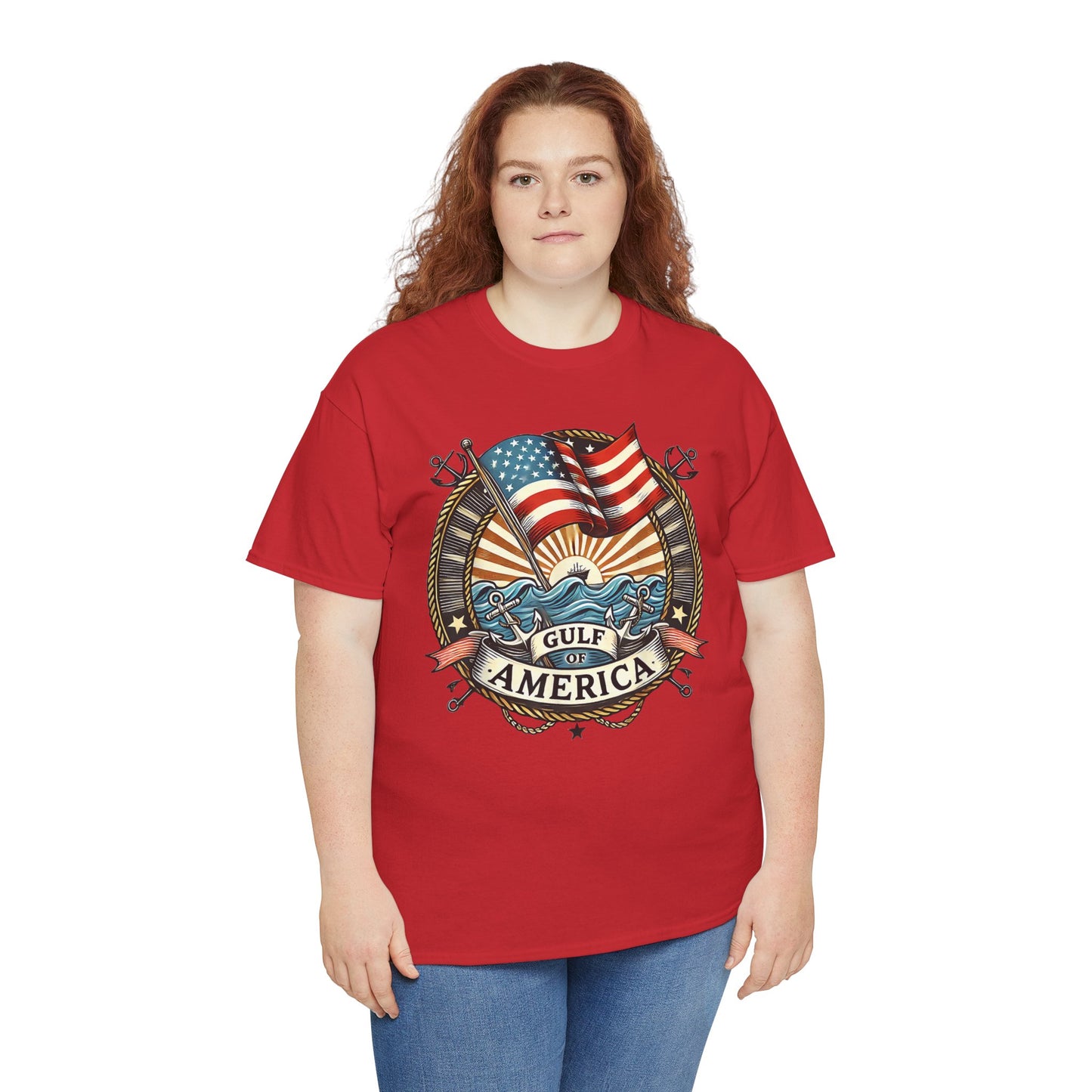 Heavy Cotton Tee "Gulf of America"  Unisex  - Vintage Patriotic Graphic T-Shirt