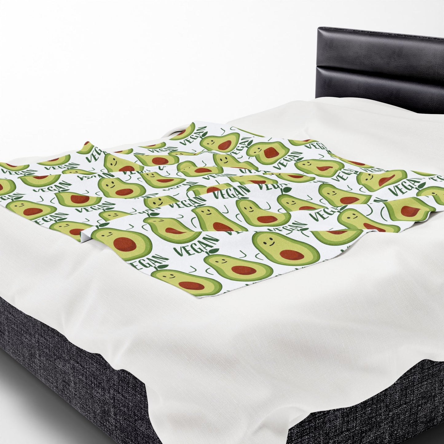 Plush Blanket - Vegan Avocado Pattern, Cute Cozy Colorful Funny Design