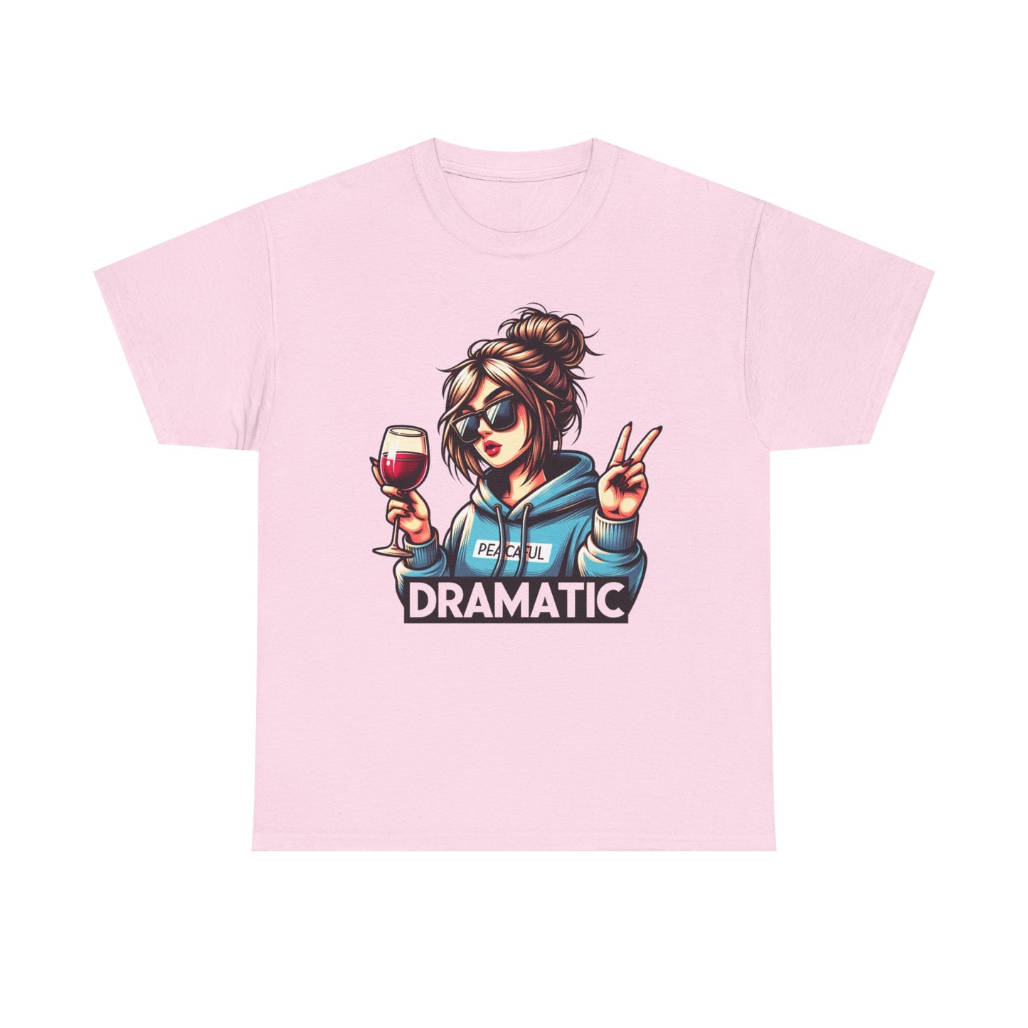 Dramatic Peaceful Wine Lover Tee - Unisex Heavy Cotton T-Shirt