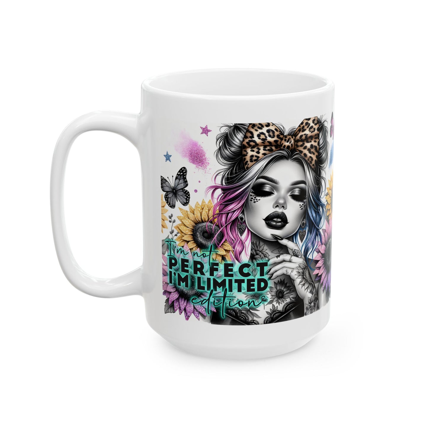 "I'm not perfect, I'm unlimited" Unique Floral Ceramic Mug