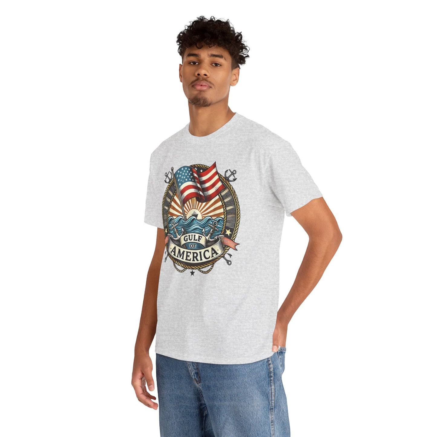 Heavy Cotton Tee "Gulf of America"  Unisex  - Vintage Patriotic Graphic T-Shirt