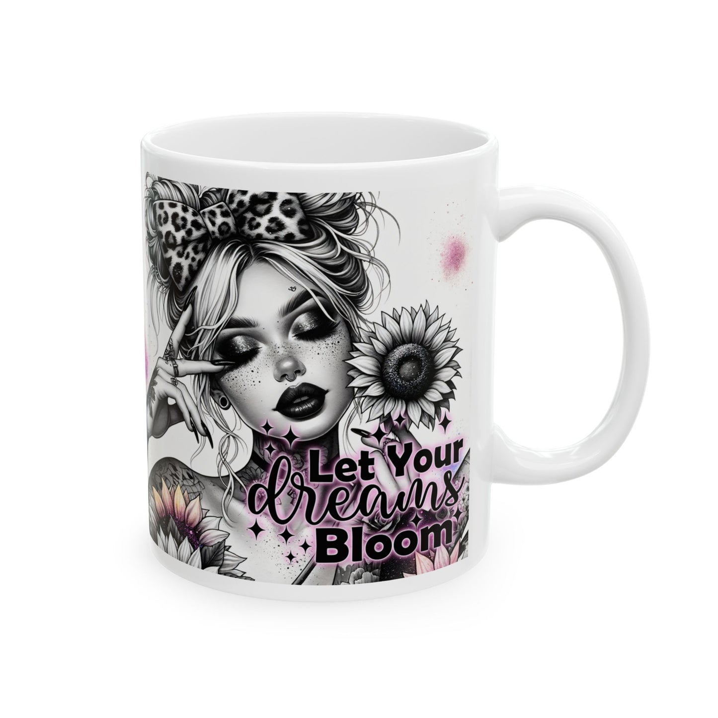 "Let Your Dreams Bloom" Ceramic Mug – Floral Inspiration for Your Daily Brew Start each day with motivation and a touch of nature's beauty.