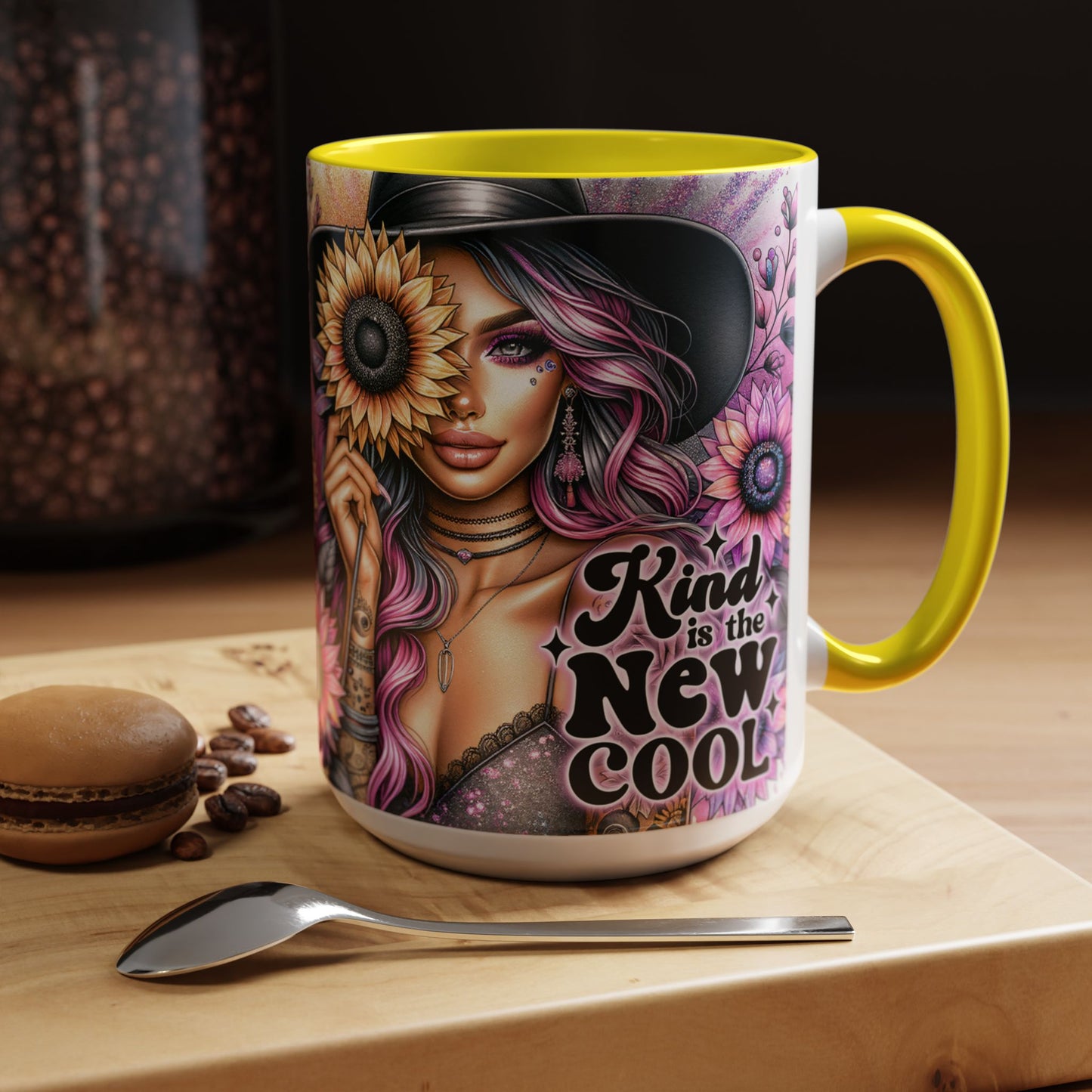 Floral Accent Mug - 15oz Kindness is the New Cool Coffee Cup