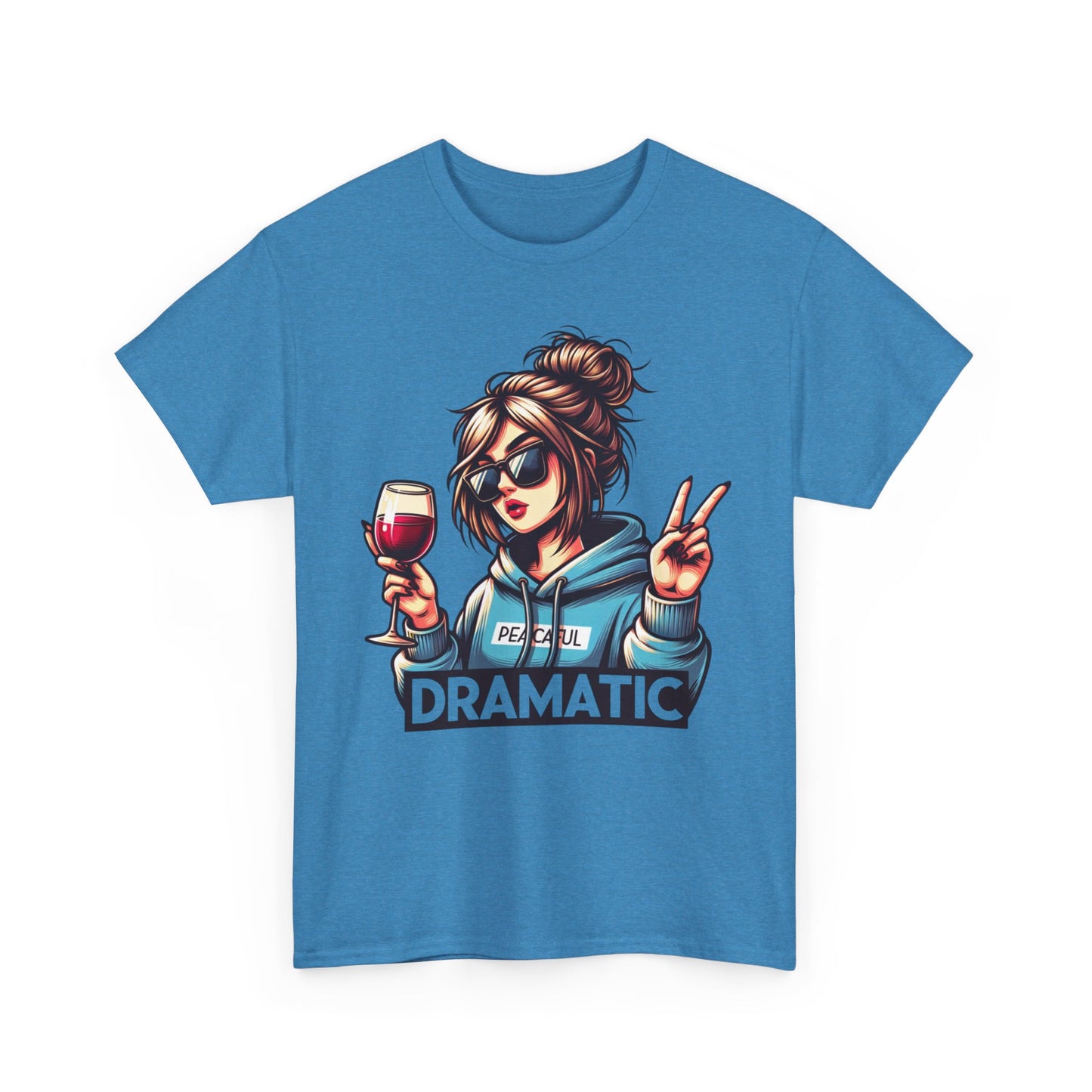 Dramatic Peaceful Wine Lover Tee - Unisex Heavy Cotton T-Shirt